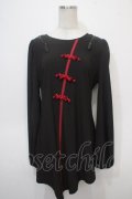 Qutie Frash / チャイナパフスリーブチュニック  黒×赤 Y-25-04-28-050-QU-TO-SZ-ZY