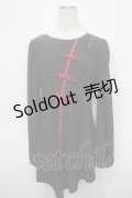 Qutie Frash / チャイナパフスリーブチュニック  黒×赤 Y-25-04-28-050-QU-TO-SZ-ZY