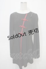 Qutie Frash / チャイナパフスリーブチュニック  黒×赤 Y-25-04-28-050-QU-TO-SZ-ZY