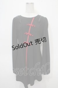 Qutie Frash / チャイナパフスリーブチュニック  黒×赤 Y-25-04-28-050-QU-TO-SZ-ZY
