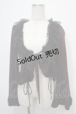画像1: Qutie Frash / 蜘蛛の巣レース レースアップボレロ  ワイン×黒 Y-25-04-28-052-QU-TO-SZ-ZY