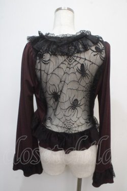 画像2: Qutie Frash / 蜘蛛の巣レース レースアップボレロ  ワイン×黒 Y-25-04-28-052-QU-TO-SZ-ZY
