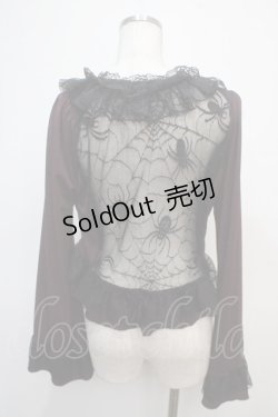 画像2: Qutie Frash / 蜘蛛の巣レース レースアップボレロ  ワイン×黒 Y-25-04-28-052-QU-TO-SZ-ZY