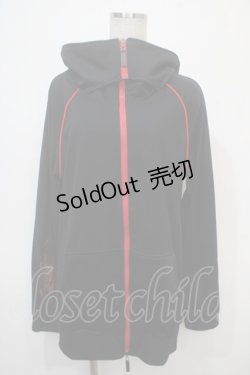 画像1: Qutie Frash / サイバーZIPパーカー  黒×赤 Y-25-04-28-054-QU-TO-SZ-ZY