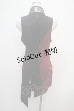 画像2: Qutie Frash / 龍ptチャイナアシメノースリーブチュニック  黒×赤 Y-25-04-28-055-QU-OP-SZ-ZY