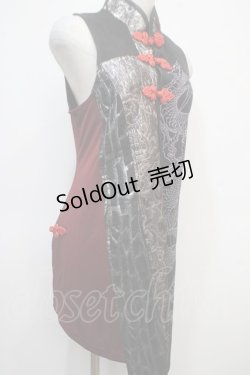 画像4: Qutie Frash / 龍ptチャイナアシメノースリーブチュニック  黒×赤 Y-25-04-28-055-QU-OP-SZ-ZY