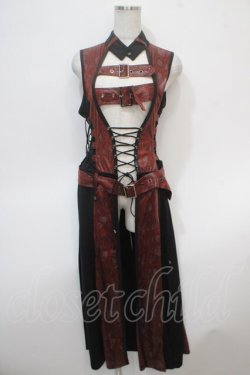 画像1: Qutie Frash / ベルトロングベスト  黒×赤 Y-25-04-28-058-QU-TO-SZ-ZY