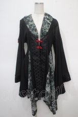 画像1: Qutie Frash / アシメ着物カーデ  黒 Y-25-04-28-059-QU-JA-SZ-ZY (1)