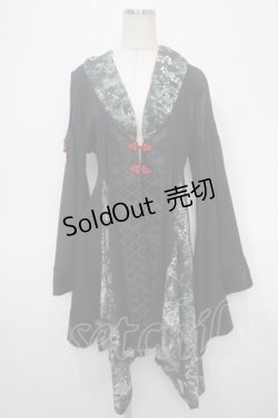 画像1: Qutie Frash / アシメ着物カーデ  黒 Y-25-04-28-059-QU-JA-SZ-ZY