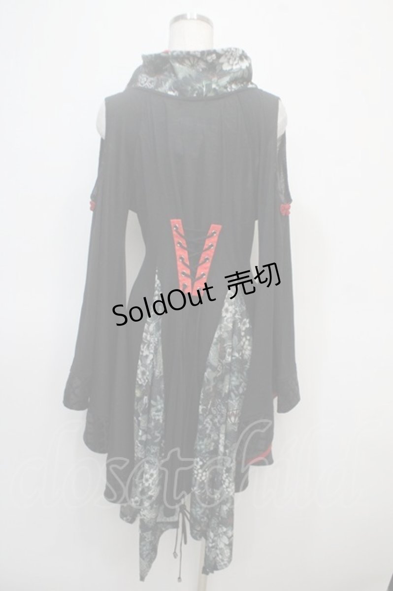 画像2: Qutie Frash / アシメ着物カーデ  黒 Y-25-04-28-059-QU-JA-SZ-ZY (2)