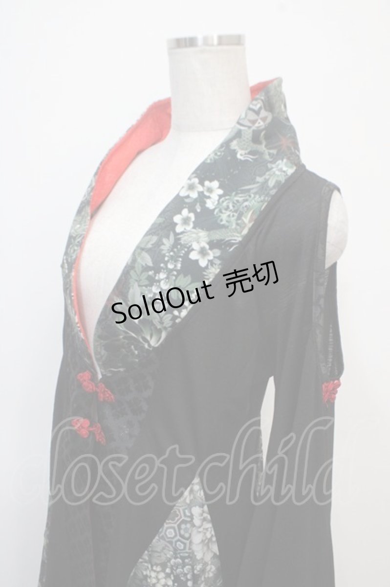 画像3: Qutie Frash / アシメ着物カーデ  黒 Y-25-04-28-059-QU-JA-SZ-ZY (3)