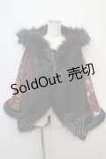 Qutie Frash / ファー付きポンチョコート  黒×赤 Y-25-04-28-062-QU-CO-SZ-ZY