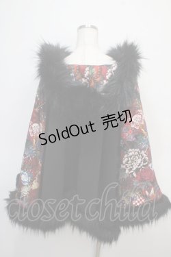 画像2: Qutie Frash / ファー付きポンチョコート  黒×赤 Y-25-04-28-062-QU-CO-SZ-ZY