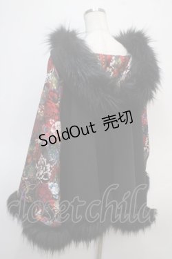 画像4: Qutie Frash / ファー付きポンチョコート  黒×赤 Y-25-04-28-062-QU-CO-SZ-ZY