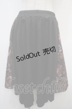 画像1: 気楡茶閃洸(Qutie Frash) / 和柄切替サルエルパンツ  黒×赤 Y-25-04-28-066-QU-PA-SZ-ZY