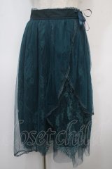 axes femme POETIQUE / レースｘチュールイレヘムスカート M グリーン Y-25-04-28-070-AX-SK-SZ-ZY