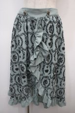 画像1: 【SALE】axes femme / フロッキースリットスカート M グリーン Y-25-04-28-073-AX-SK-SZ-ZT218 (1)