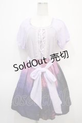 axes femme POETIQUE / パフ袖パネル柄ワンピース M ラベンダー Y-25-04-28-013-AX-OP-SZ-ZY