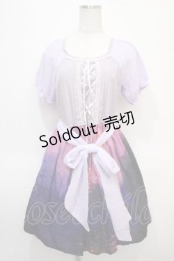 画像1: axes femme POETIQUE / パフ袖パネル柄ワンピース M ラベンダー Y-25-04-28-013-AX-OP-SZ-ZY