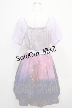 画像2: axes femme POETIQUE / パフ袖パネル柄ワンピース M ラベンダー Y-25-04-28-013-AX-OP-SZ-ZY