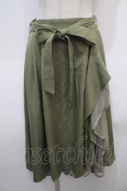 画像1: axes femme / パイピングチュールフリルスカート M カーキ Y-25-04-28-098-AX-SK-SZ-ZY