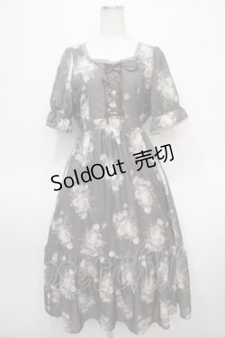 画像1: axes femme / クラシカルフラワーワンピース/ミュルーズ染織美術館コラボ F 茶 Y-25-04-28-015-AX-OP-SZ-ZI