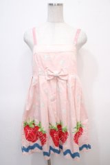 Emily Temple cute / ホイップストロベリーノースリーブワンピース  ピンク Y-25-04-28-025-ET-OP-SZ-ZY