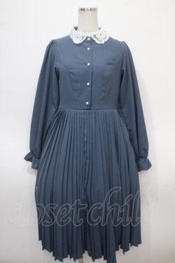 画像1: mpetit by misako / AM*レースエリプリーツワンピース M 中青 Y-25-04-28-027-LO-OP-SZ-ZY