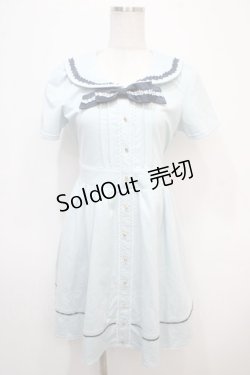 画像1: axes femme POETIQUE / リボン付セーラーワンピース M サックス Y-25-04-28-005-AX-OP-SZ-ZY