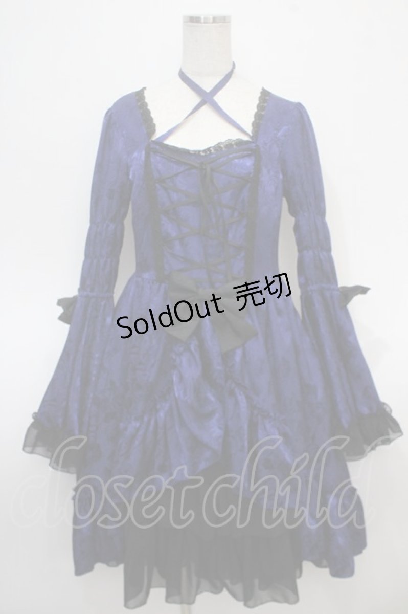 画像1: ATELIER PIERROT / フィッシュテールジャガードドレス  ブルー Y-25-04-28-038-EL-OP-SZ-ZY (1)