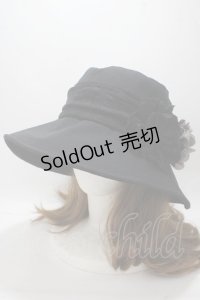 axes femme / コサージュ付きUVハット  黒 Y-25-04-30-053-AX-AC-SZ-ZY