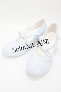 Sheep Puff / ロゴプリントリボンパンプス 38 サックス Y-25-04-30-063-LO-SH-SZ-ZY
