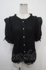 axes femme POETIQUE / レースブラウス M 黒 Y-25-04-30-072-AX-TO-SZ-ZY