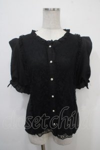 axes femme POETIQUE / レースブラウス M 黒 Y-25-04-30-072-AX-TO-SZ-ZY