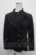 axes femme / ラッフルフリル立ち襟ブラウス M 黒 Y-25-04-30-073-AX-BL-SZ-ZY