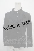 axes femme / ラッフルフリル立ち襟ブラウス M 黒 Y-25-04-30-073-AX-BL-SZ-ZY