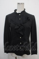axes femme / ラッフルフリル立ち襟ブラウス M 黒 Y-25-04-30-073-AX-BL-SZ-ZY