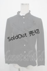 axes femme / ラッフルフリル立ち襟ブラウス M 黒 Y-25-04-30-073-AX-BL-SZ-ZY
