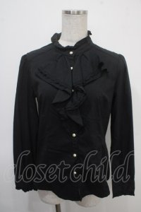axes femme / ラッフルフリル立ち襟ブラウス M 黒 Y-25-04-30-073-AX-BL-SZ-ZY