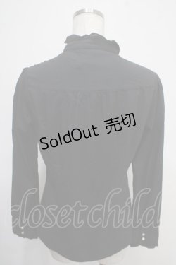画像2: axes femme / ラッフルフリル立ち襟ブラウス M 黒 Y-25-04-30-073-AX-BL-SZ-ZY