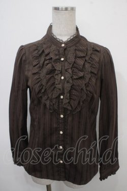 画像1: axes femme / ストライプブラウス M ブラウン Y-25-04-30-074-AX-TO-SZ-ZY