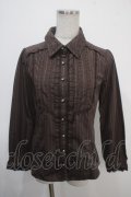 axes femme / 襟取り外しフリルブラウス M 茶 Y-25-04-30-075-AX-BL-SZ-ZY
