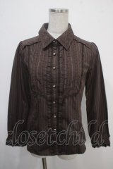 axes femme / 襟取り外しフリルブラウス M 茶 Y-25-04-30-075-AX-BL-SZ-ZY