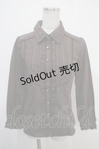 axes femme / 襟取り外しフリルブラウス M 茶 Y-25-04-30-075-AX-BL-SZ-ZY