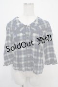 axes femme / チェックブラウス M 紺 Y-25-04-30-077-AX-BL-SZ-ZY