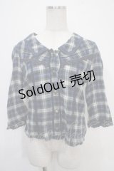 axes femme / チェックブラウス M 紺 Y-25-04-30-077-AX-BL-SZ-ZY