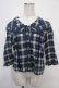 画像1: axes femme / チェックブラウス M 紺 Y-25-04-30-077-AX-BL-SZ-ZY (1)