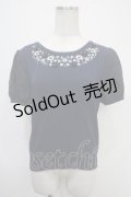 LODISPOTTO / シフォンスリーブ刺繍入りトップス M 紺 Y-25-04-30-080-LO-TO-SZ-ZY