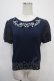 画像1: LODISPOTTO / シフォンスリーブ刺繍入りトップス M 紺 Y-25-04-30-080-LO-TO-SZ-ZY (1)