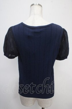画像2: LODISPOTTO / シフォンスリーブ刺繍入りトップス M 紺 Y-25-04-30-080-LO-TO-SZ-ZY